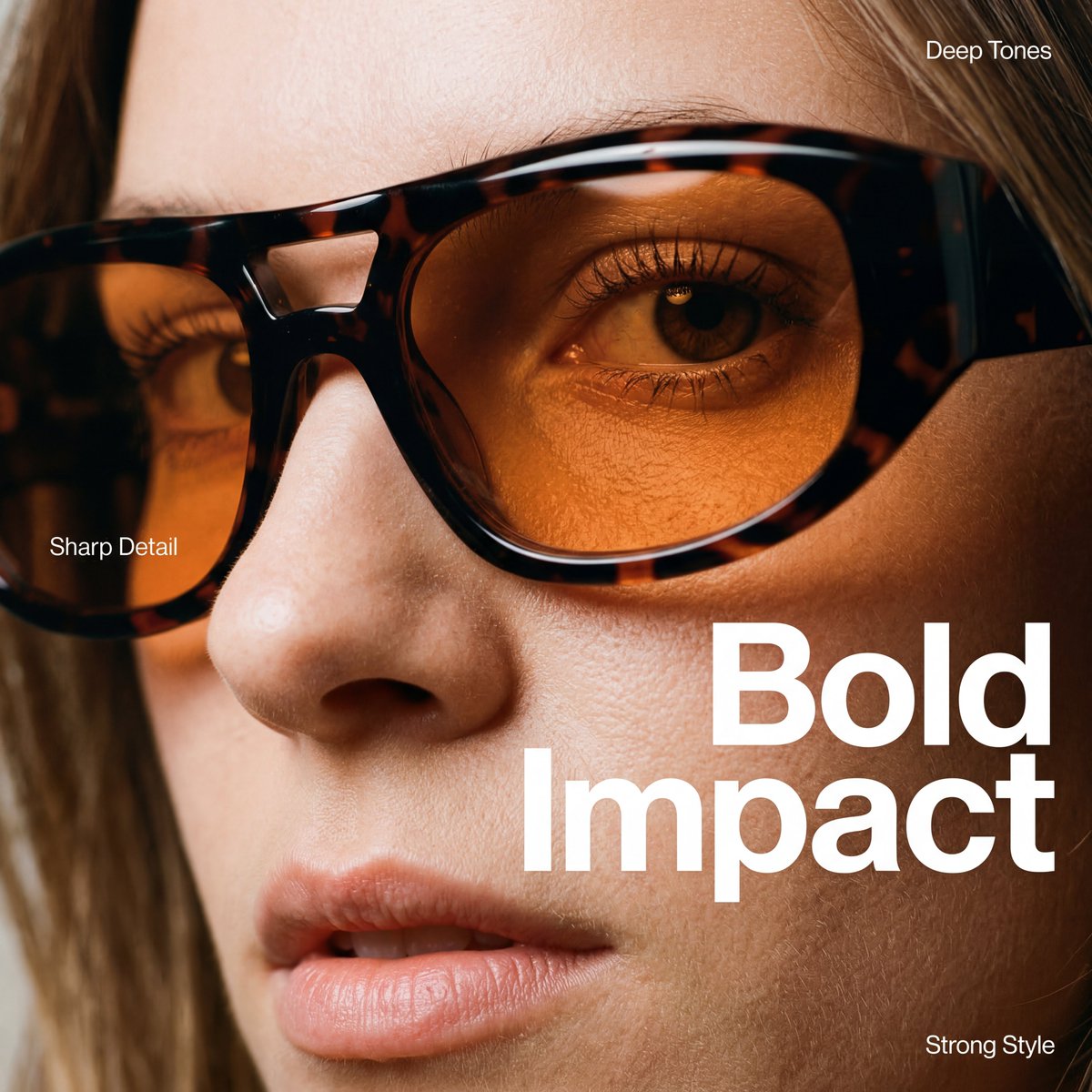 An extreme close-up, high-fashion editorial portrait focu...