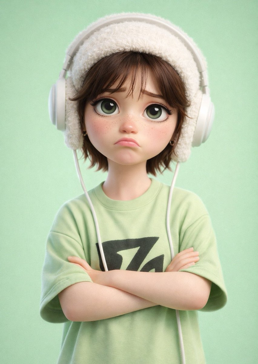 A stylized 3D cartoon character of a [PERSON] with big ex...