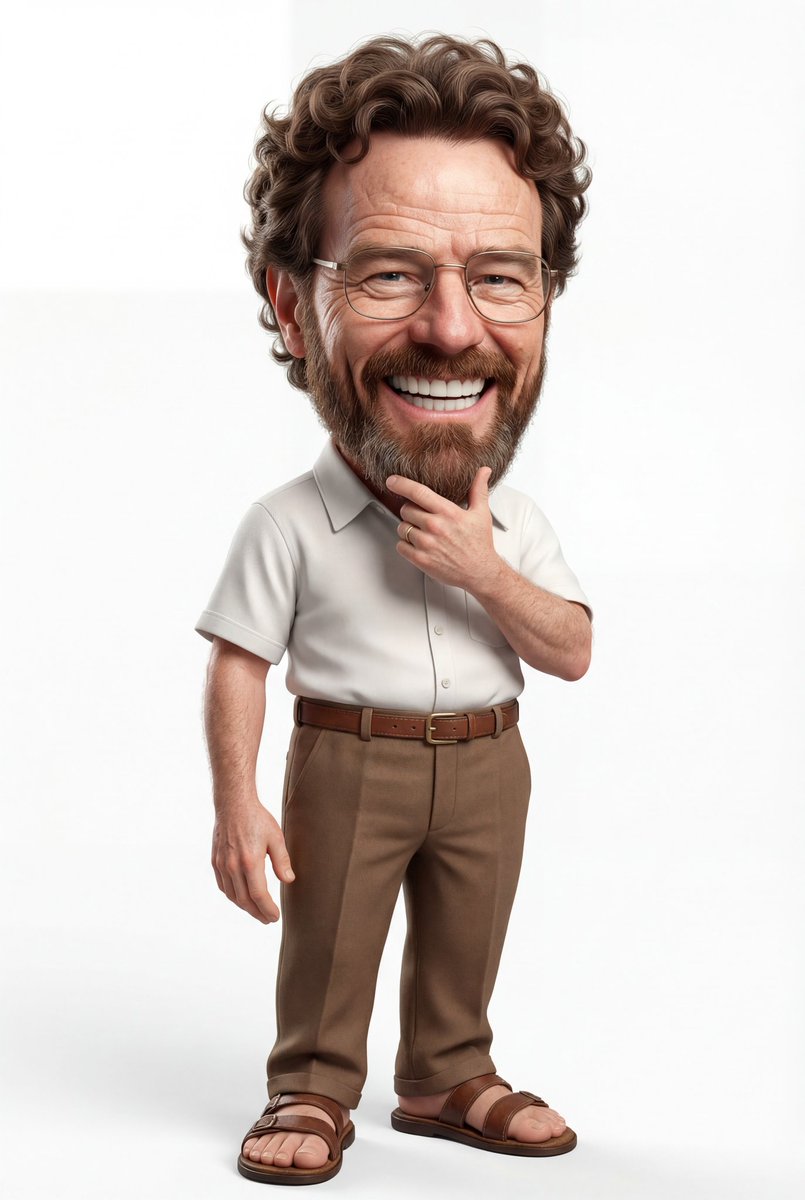 A highly detailed 3D caricature of a cheerful man with an...
