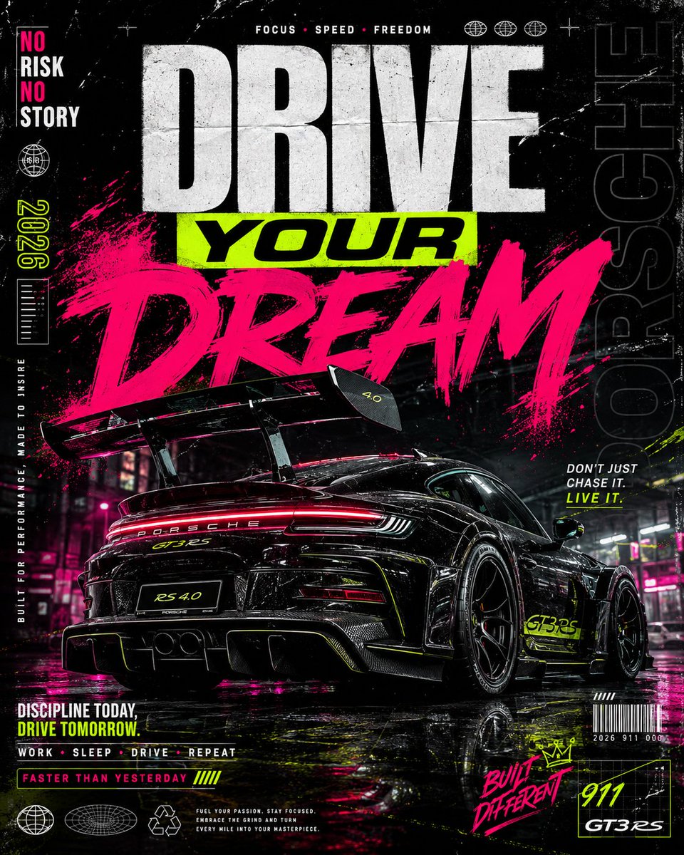 Ultra-premium automotive streetwear poster design featuri...