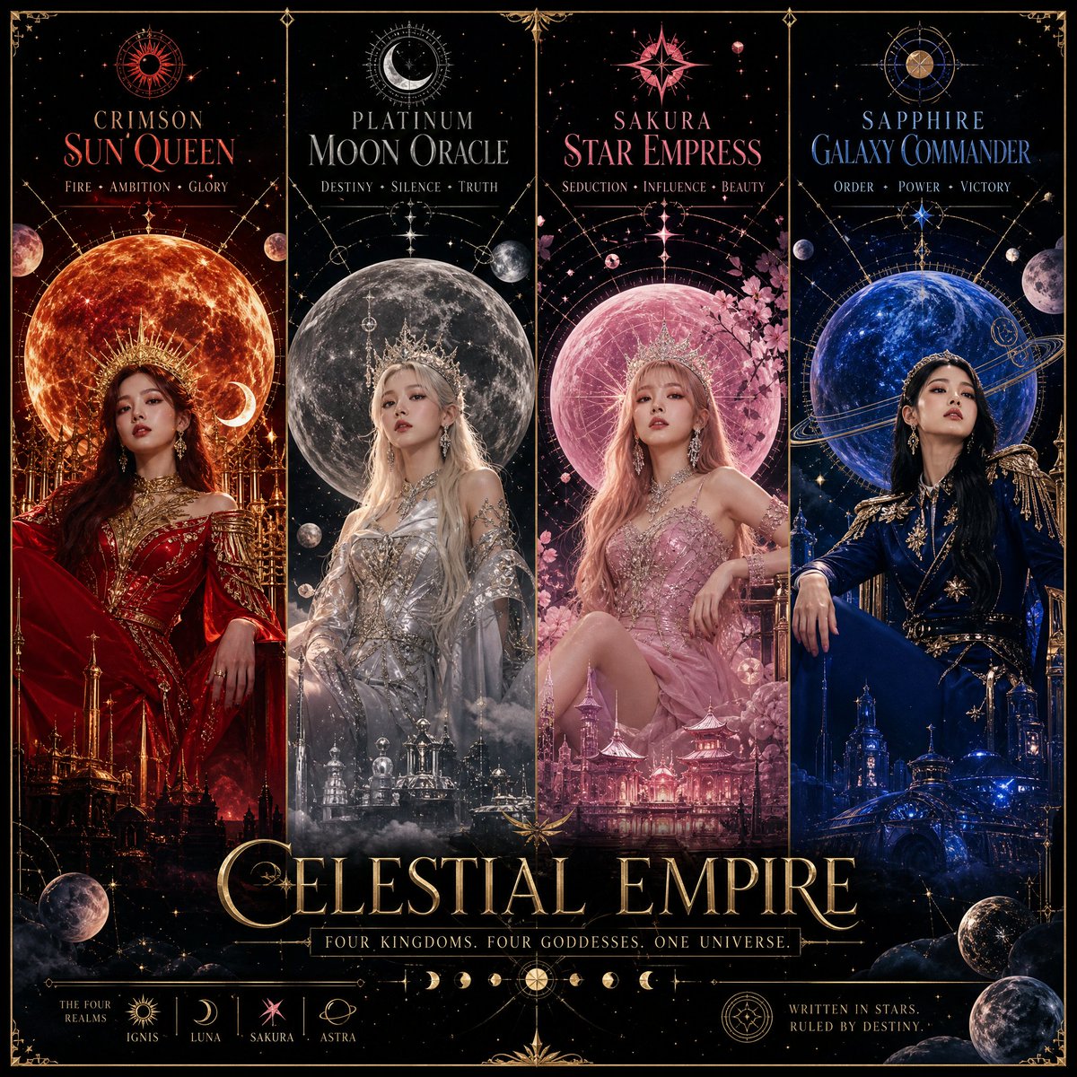 Theme: Four goddesses ruling four cosmic kingdoms