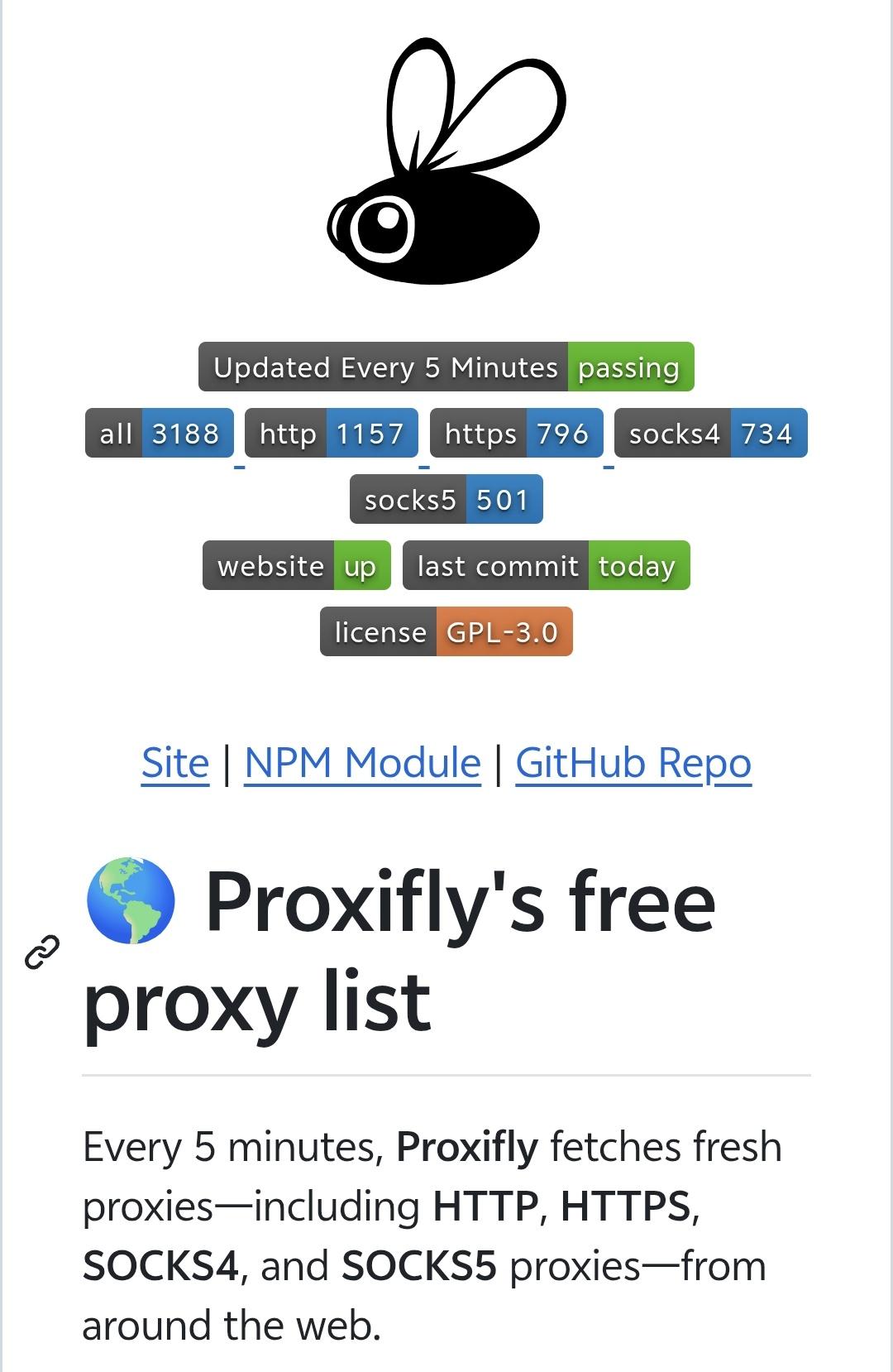 free-proxy-list，免费代理IP列表，每5分钟自动更新，覆盖76个国家搞爬虫的人最头疼的事之一就是找能用的免费代理IP。网上搜到的代理列表十个有九个是过期的，好不容易找到几个能用的，跑两分钟就废了。Proxifly做的这个free-proxy-list就是专门解决这个问题的——每5分钟自动抓取更新，直接放在GitHub仓库里，随时能拿到最新的。目前池子里有大约2900个代理IP，覆盖HTTP、HTTPS、SOCKS4、SOCKS5四种协议。HTTP最多有一千多个，SOCKS5最少大概三百多个。按国家分的话，光美国的就有四百多个，总共覆盖76个国家。获取方式很灵活。最简单的是直接curl一条命令就能拉到最新列表，数据走的是jsDelivrCDN，速度很快。也支持JSON、TXT、CSV三种格式，按协议类型或者按国家都可以筛选。不想自己写代码的，他们官网proxifly.dev有在线列表可以直接看。开发者可以npm install proxifly直接装包调用。他们还提供了桌面端的代理抓取软件，Windows、Mac、Linux都有，可以批量抓取和验证代理的可用性。不过免费代理这个东西，稳定性就别指望了。拿来测试、练手、跑小规模爬虫没问题，真正要上生产环境的业务还是得用付费代理或者自建代理池。免费代理的匿名性和安全性也需要注意，别拿去传敏感数据。做数据采集的、练爬虫技术的、需要临时换个IP测试东西的，收藏这个仓库就够了。每5分钟更新一次，至少比你自己满世界找的代理列表新鲜得多。#代理#爬虫#开源#Python#网络#开发工具